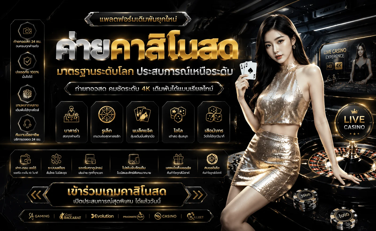 โต๊ะคาสิโนสด SMR168 บาคาร่าถ่ายทอดจากบ่อนจริง